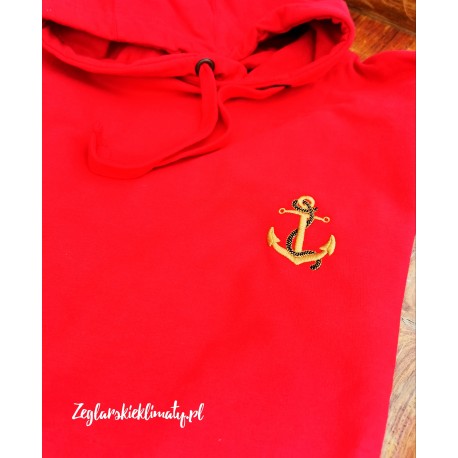 Bluza premium czerwona - haft złota kotwica :-)