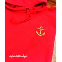 Bluza premium - czerwona - haft złota kotwica :-)