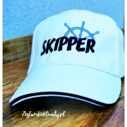 Czapka z daszkiem biała - haft SKIPPER