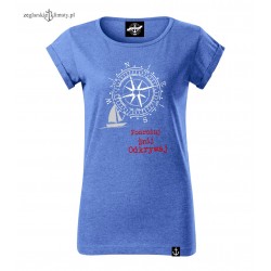 Koszulka damska niebieski melanż Podróżuj, Śnij, Odkrywaj :-)